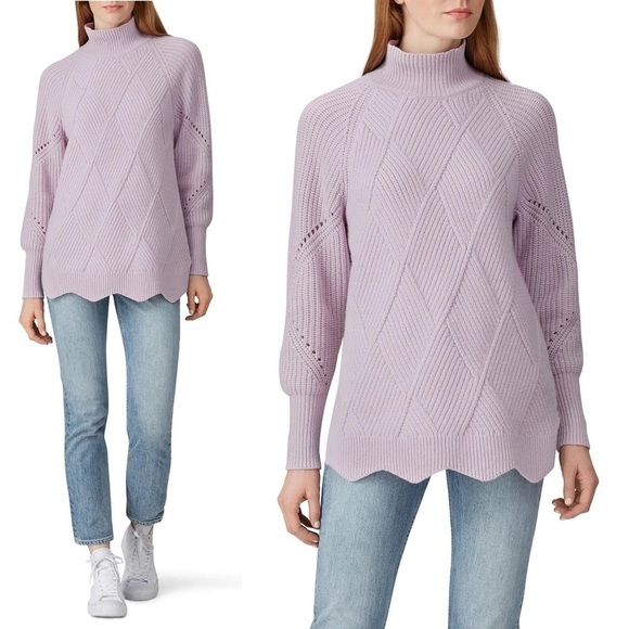 Rebecca Taylor Purple Basketweave Turtleneck Sweater - Picture 1 of 8